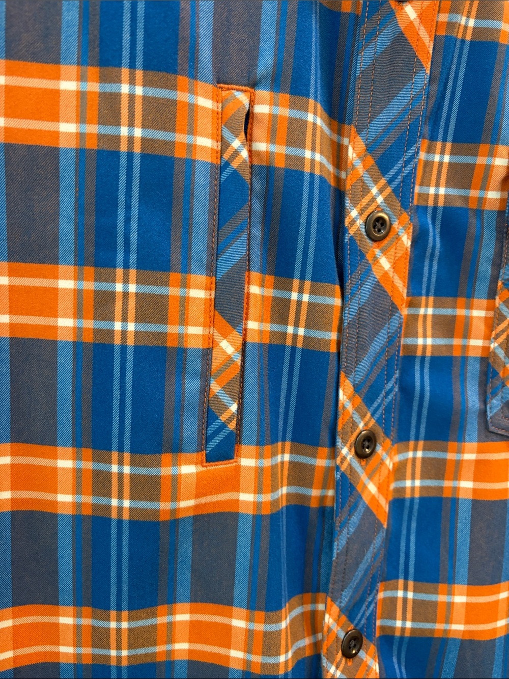 Men's Blue & Orange Plaid Button-Down Shirt - Picture 4 of 8